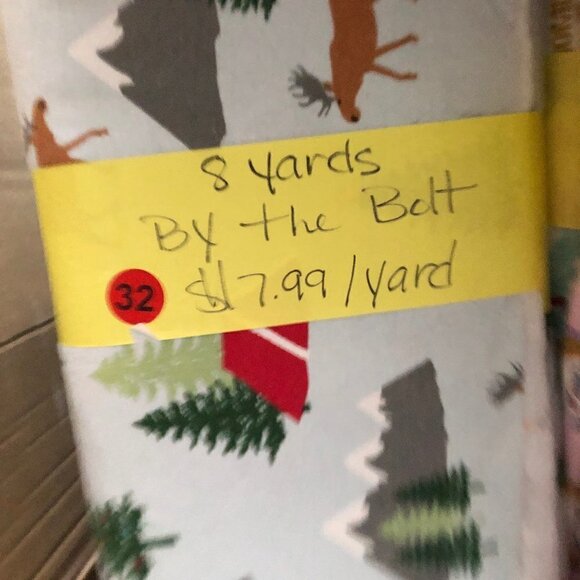 🛒 $40 8 yards Flannel Fabric Craft Material - Bolt Mountains Pine Trees Moose - Picture 2 of 3